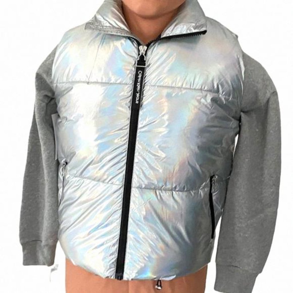 Mega Salecalvin Klein Men's Cjcv7010 Ird Puffer Silver Zipper Sleeveless